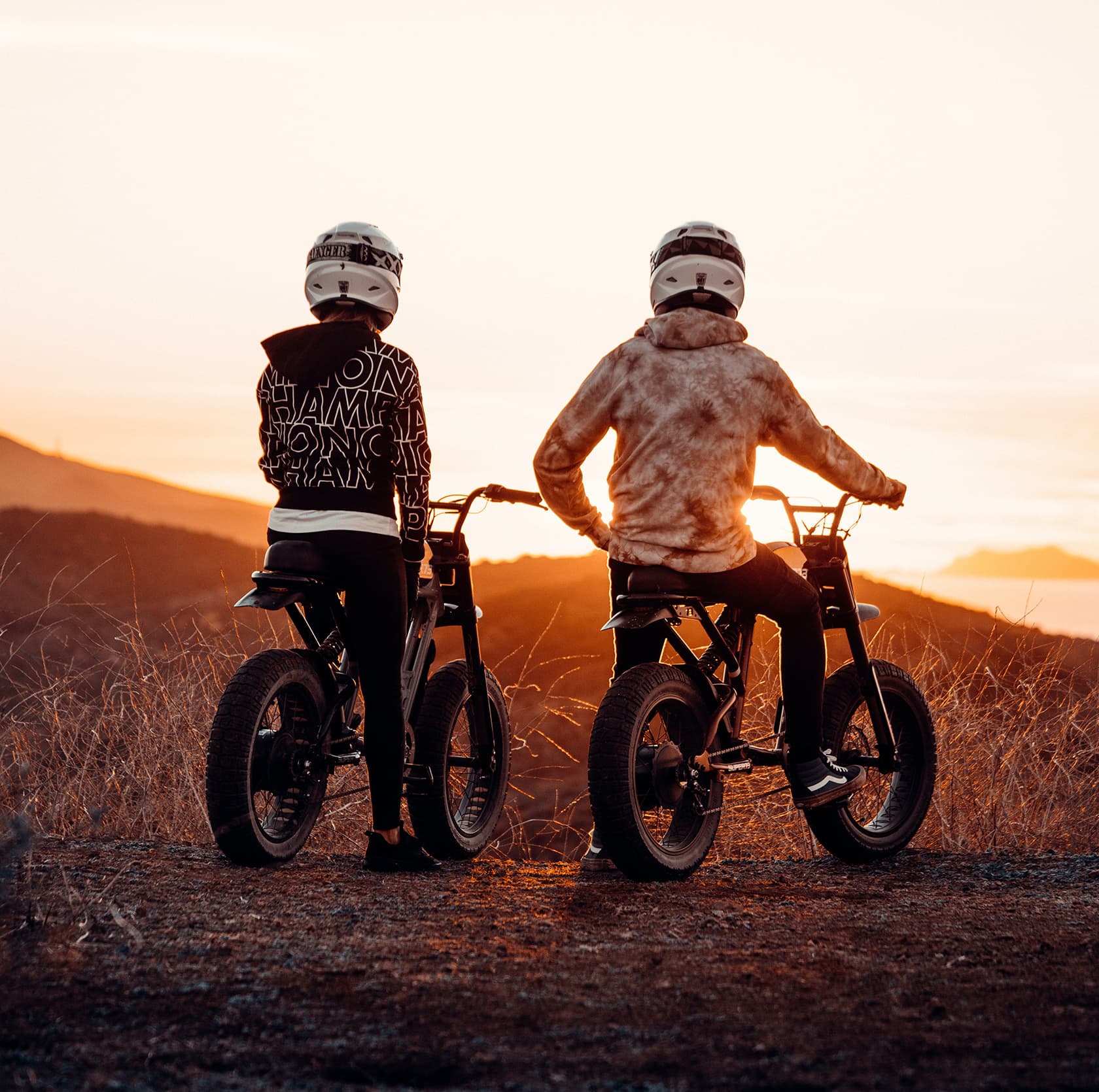 eBike riders at sunset